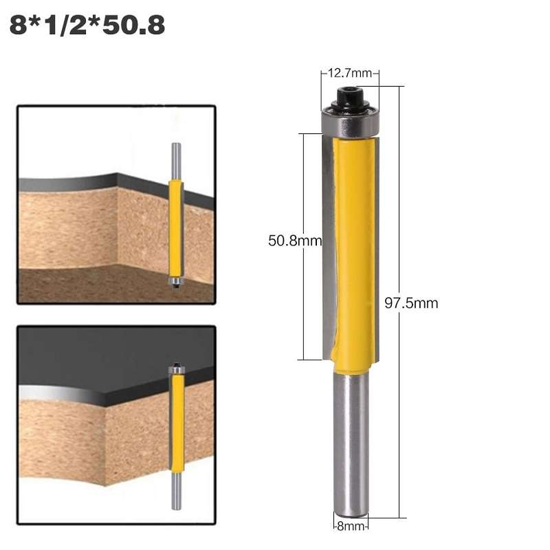 8-Handle Extended Trimming Cutter With Bearing Woodworking Line Milling Cutter, Specification: 8x1/2