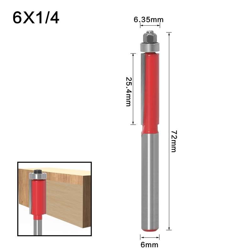 3 PCS Woodworking Engraving Milling Cutter Trimming Machine Alloy Cutter Head, Model: 6x1/4mm