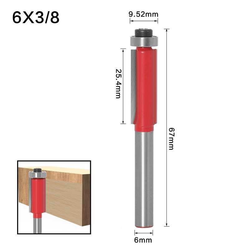 3 PCS Woodworking Engraving Milling Cutter Trimming Machine Alloy Cutter Head, Model: 6x3/8mm