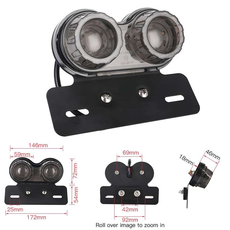 Motorcycle Modified Retro LED Integrated Rear Taillight Brake Light(Smoked Black Shell)