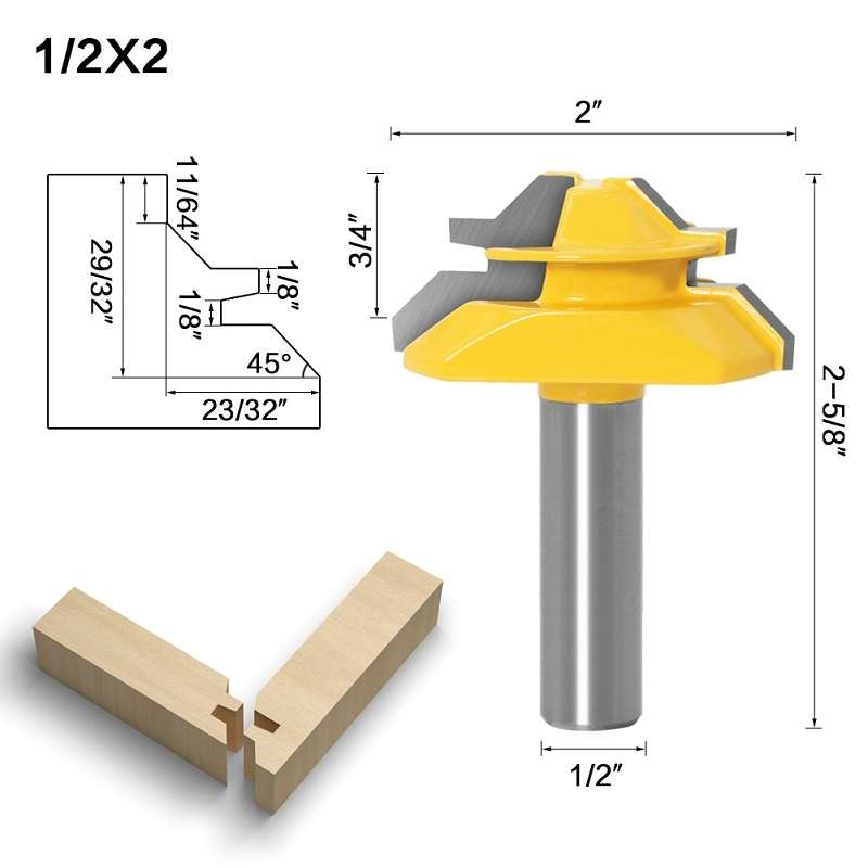 Woodworking Engraving Machine Milling Cutter 45 Degree Jointing Knife, Model: 1/2x2mm