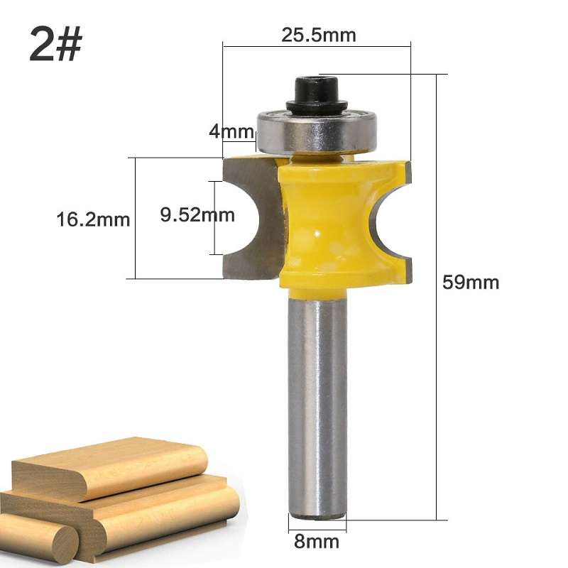 8-Shank Bearing Positive Semicircular Cutter Engraving Machine Woodworking Cutter, Model: No. 2