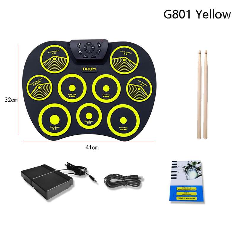 Silicone Folding Portable Hand-Rolled Drum DTX Game Strike Board(G801 White)