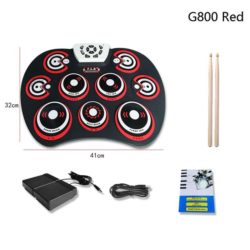 Silicone Folding Portable Hand-Rolled Drum DTX Game Strike Board(G801 White)