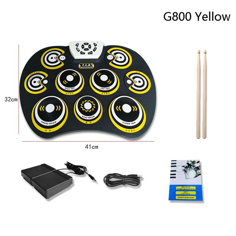 Silicone Folding Portable Hand-Rolled Drum DTX Game Strike Board(G801 White)