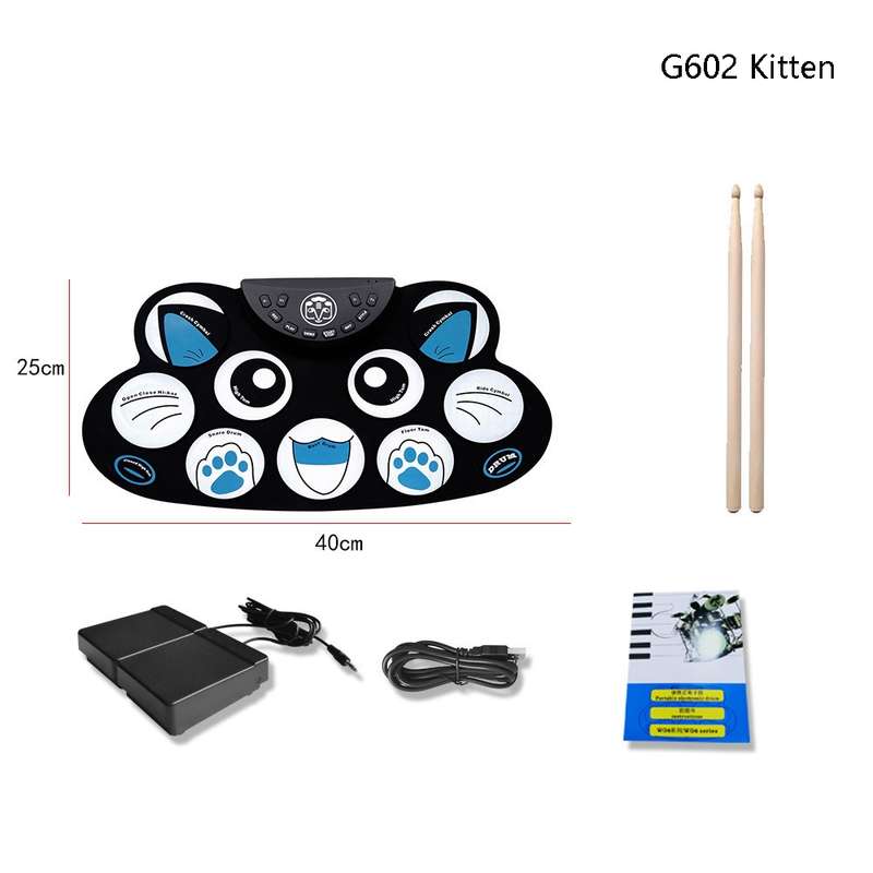 Children Hand Roll Electronic Drum DTX Game Portable Drum(G621 White)