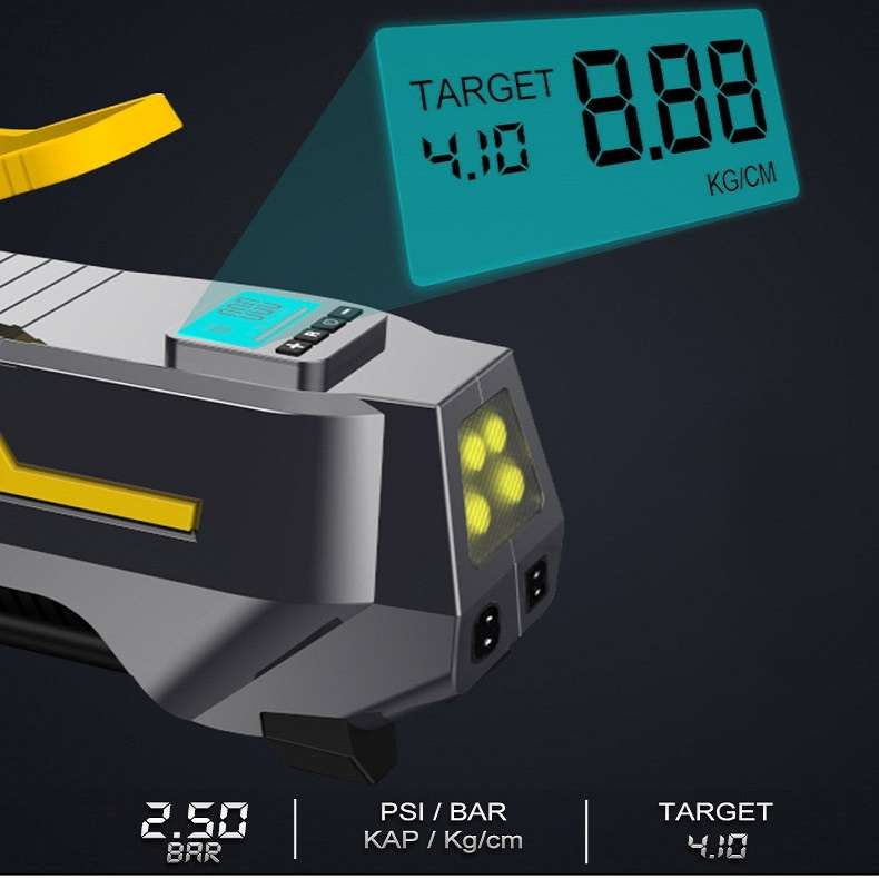 Multifunctional Vehicle-Mounted High-Power Digital Display LED Lighting Air Pump EU Plug, Spec: Car