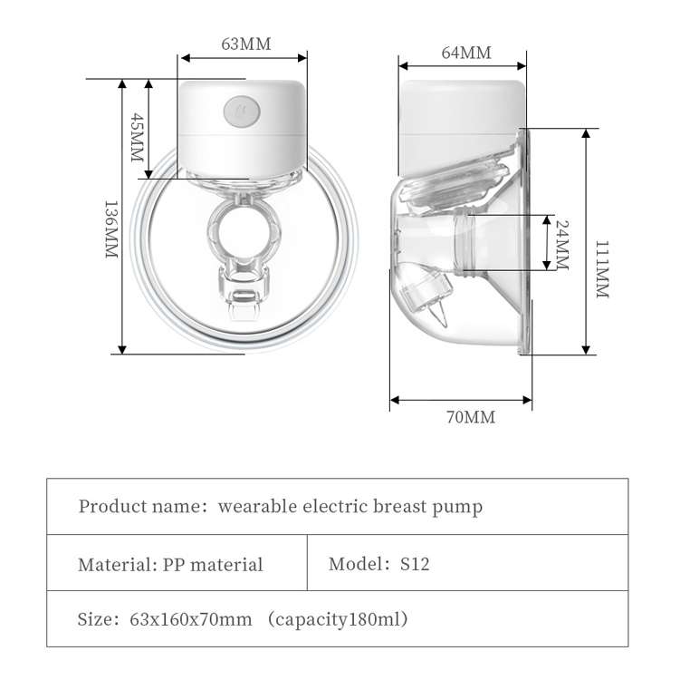 Wearable Automatic Breast Pump Massage Hands-free Invisible Wireless Large Suction Breast Pump S12 -