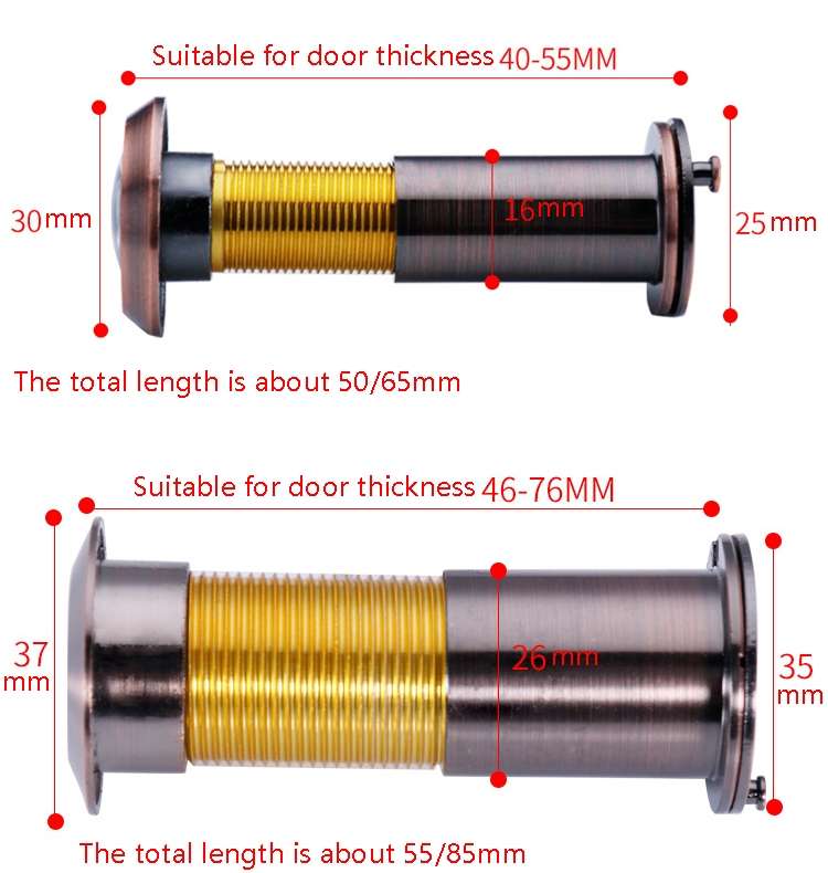 2 PCS Security Door Cat Eye HD Glass Lens 200 Degrees Wide-Angle Anti-Tiny Hotel Door Eye, Specifica