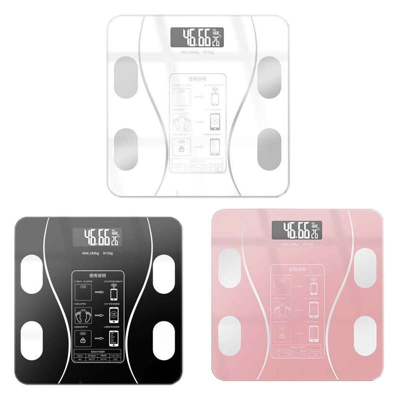 Smart Bluetooth Weight Scale Home Body Fat Measurement Health Scale Battery Model(Black True Class)
