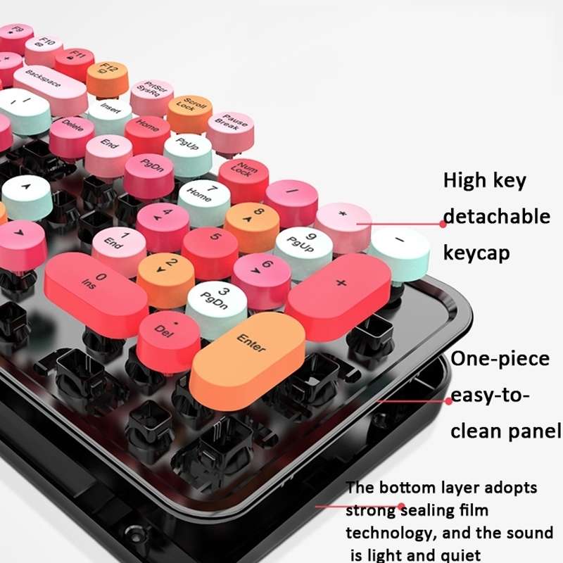 Mofii Sweet Wireless Keyboard And Mouse Set Girls Punk Keyboard Office Set, Colour: Purple Mixed Ver