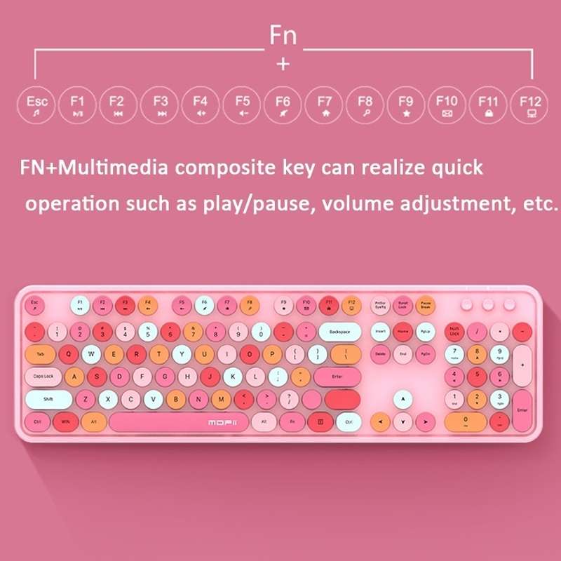 Mofii Sweet Wireless Keyboard And Mouse Set Girls Punk Keyboard Office Set, Colour: Purple Mixed Ver