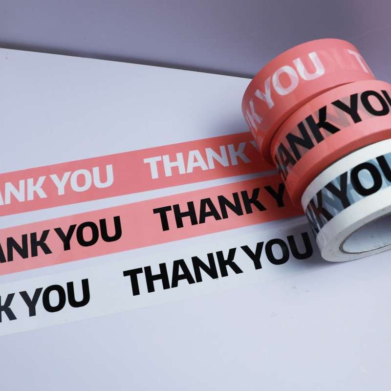 Packed Express Thank You Sealing Tape(White Bottom Black Word)