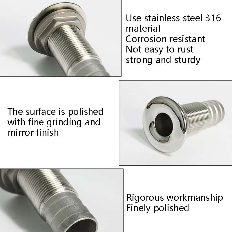 316 Stainless Steel Drain Pipe Tube Marine Drain Joint Fitting For Boat Yacht, Specification: 3/4inc