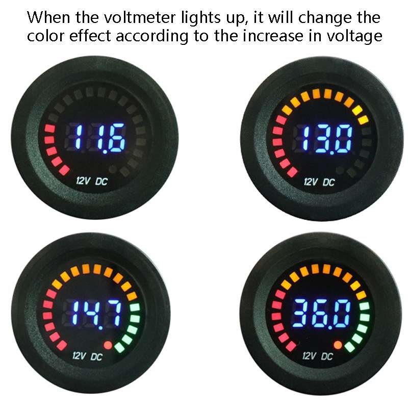 Car Motorcycle Ship Modified Digital DC LED Colorful Screen Voltage Meter, Specification: KWG-D5
