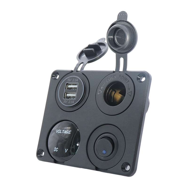 Automobile Motorcycle Ship Modified Universal Dual USB Socket Voltage Measuring Machine Switch 4 In