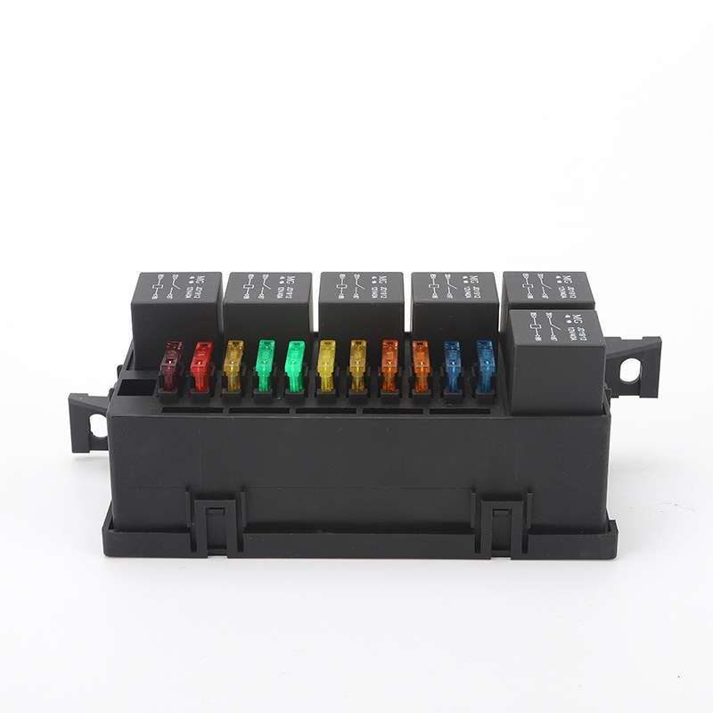 Car Modified 12V / 4Pin / 40A Black Shell 11-Way Fuse With 6-Way Relay Car Machine Cabin Link Inner