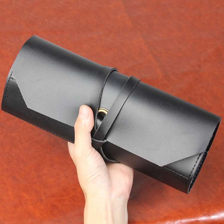 CL97 Multi-Function Toolkit Bundled Leather Tool Bag Double Thickened Two-Purpose Wrench Bag(Black)