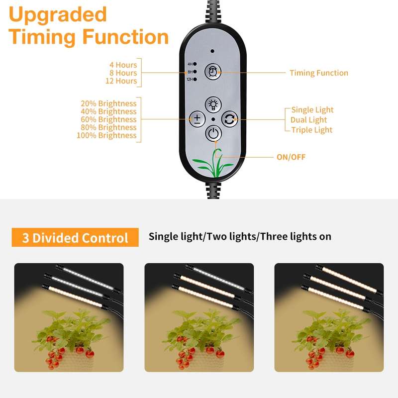LED Plant Lamp Full Spectroscopy Natural White Remote Control Dimming Plant Growth Lamp, Power: 9W S