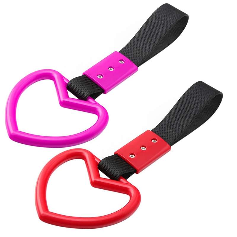 Car Rear Bumper Warning Hanging Ring Car Hand Pull Ring(Red Black Belt)