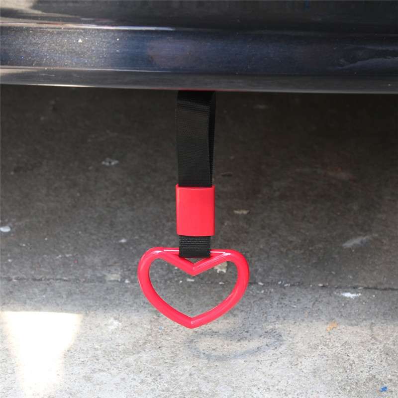 Car Rear Bumper Warning Hanging Ring Car Hand Pull Ring(Red Black Belt)