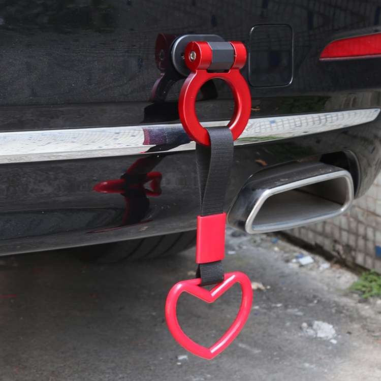 Car Rear Bumper Warning Hanging Ring Car Hand Pull Ring(Red Black Belt)