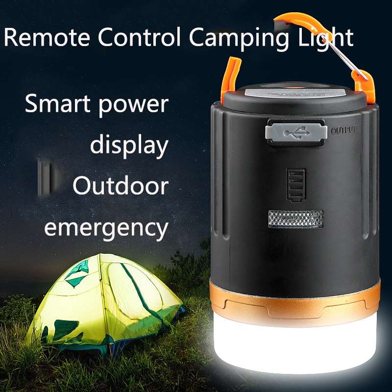YD-29 Remote Control Camping Light Outdoor Lighting Portable USB Tent Light LED Lantern Lamp(Black)