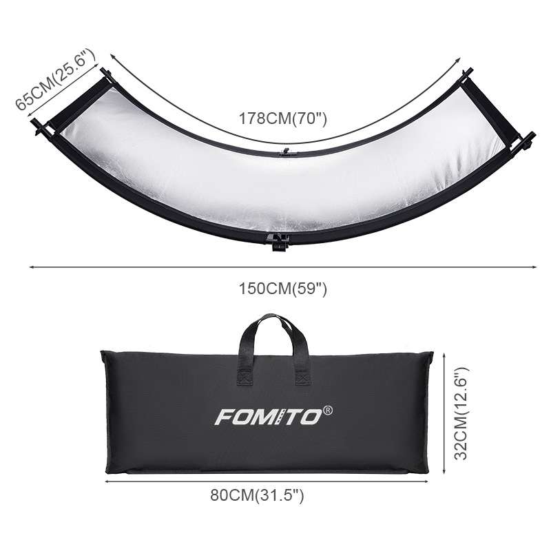 FOMITO U-Shaped Curved Photo Studio Reflector Board 4 In 1 Gold Silver White Black Reflective Board