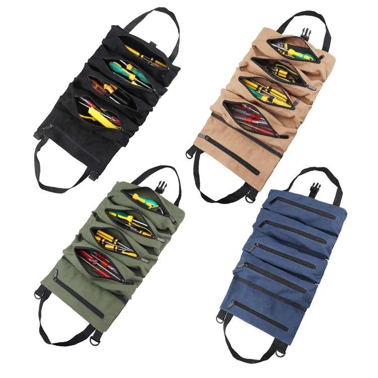 Car Canvas Tool Hanging Bag Electrician Package Car Tool Bag(Black)