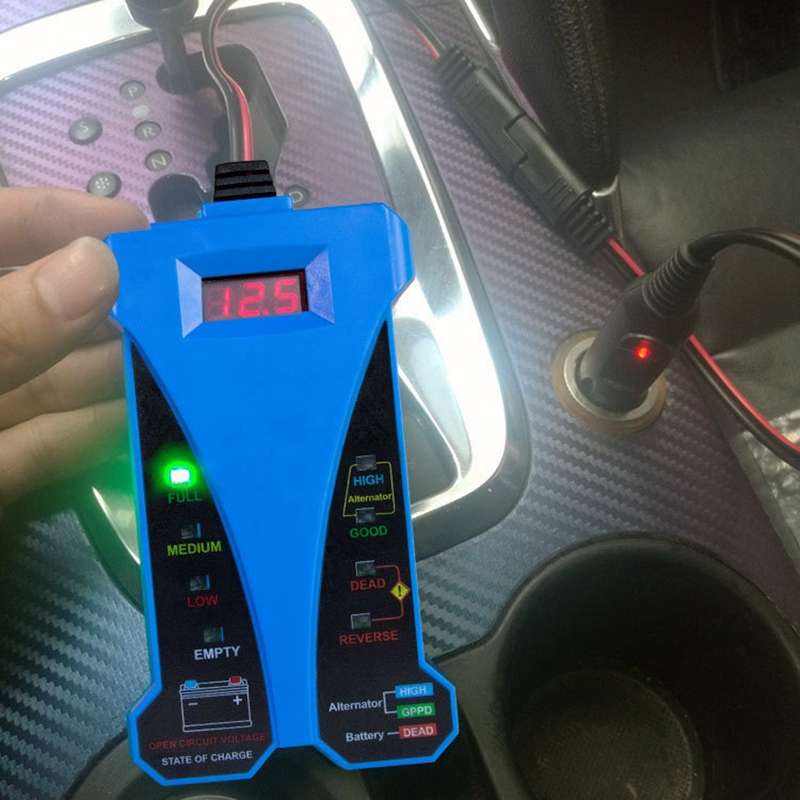 12V Three-In-One Battery Tester Digital Display Tester (Blue)
