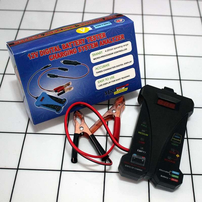 12V Three-In-One Battery Tester Digital Display Tester (Blue)