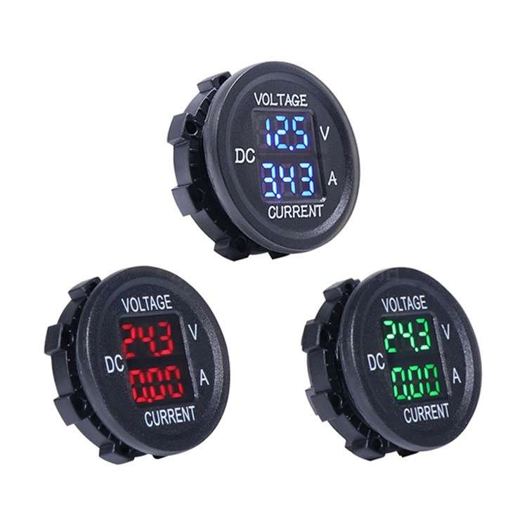 2 In 1 Modified Car Double Digital Voltage Current Table Measuring Instrument(Green Light)