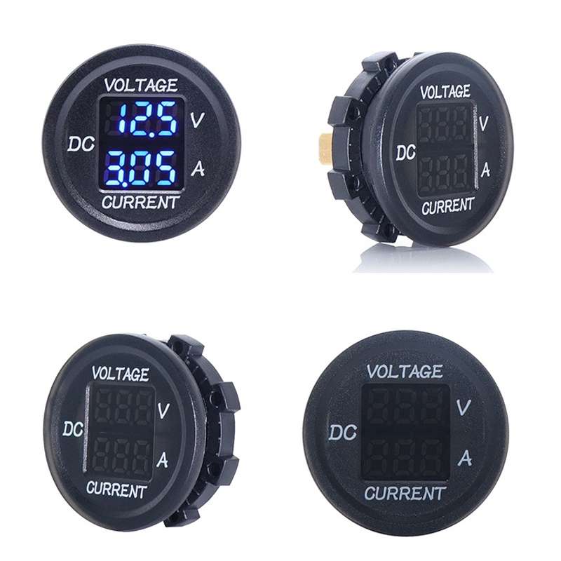 2 In 1 Modified Car Double Digital Voltage Current Table Measuring Instrument(Green Light)