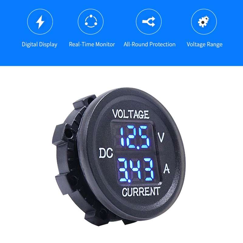 2 In 1 Modified Car Double Digital Voltage Current Table Measuring Instrument(Green Light)