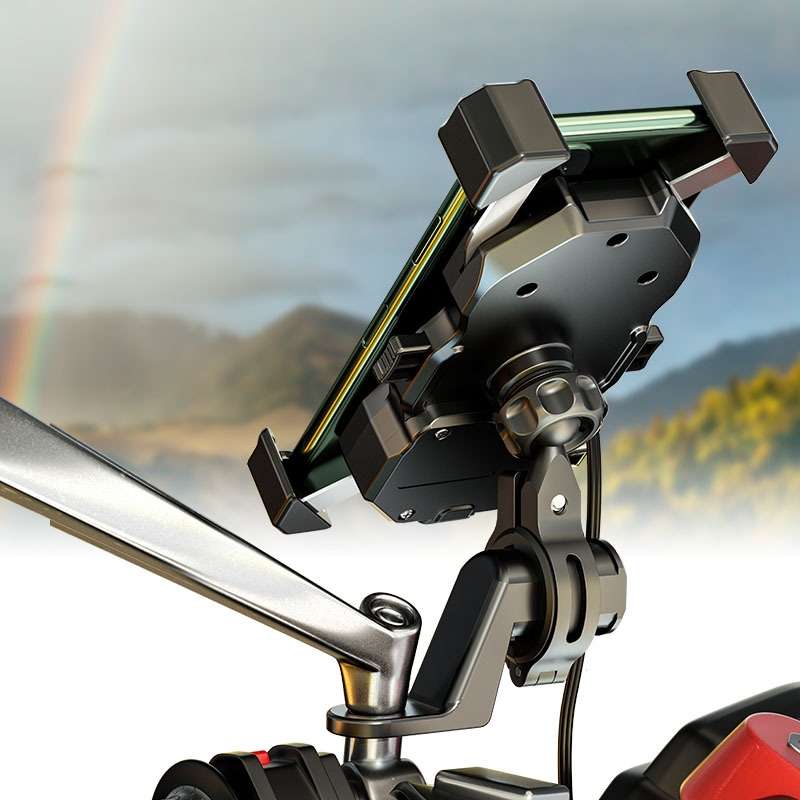 Kewig Motorcycle Outdoor Riding Four-Claw Fixed Mobile Phone Bracket QC3.0 Fast Charging Waterproof