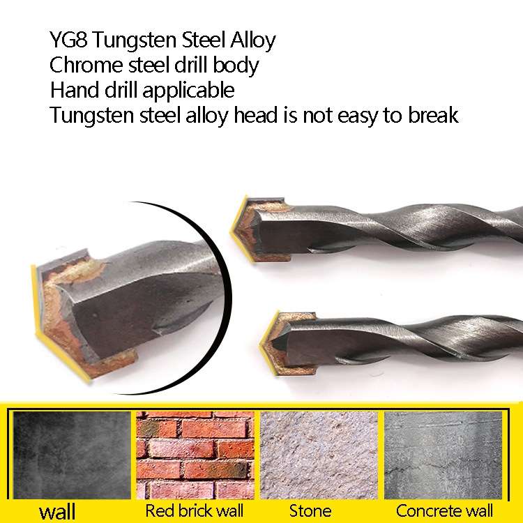 2pcs Hand Electric Drill Shock Drill Wall Mix Soil Cement Wall Construction Drill Bit, Model: 16x150