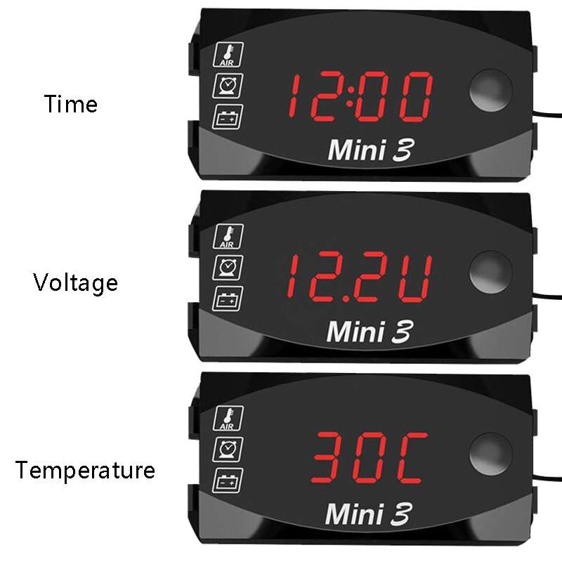 Voltage Clock And Temperature 3 In 1 LED Electronic Meter Large-Screen Digital Display Waterproof An