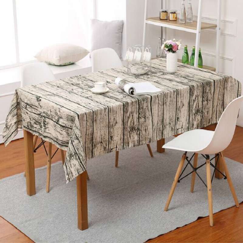 Imitation Bark Cotton Linen Tablecloth, Size:120x120cm(Wood Grain)