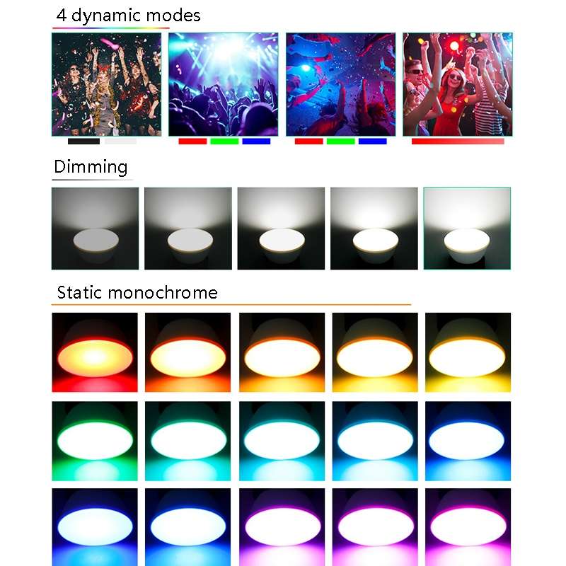 Energy-Saving LED Discoloration Light Bulb Home 15 Colors Dimming Background Decoration Light, Style