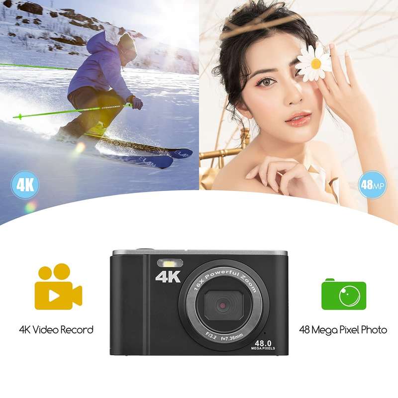 DC303A 2.8-Inch 4K 16X Zoom HD Digital Camera Mini Children Photography Camera EU Plug