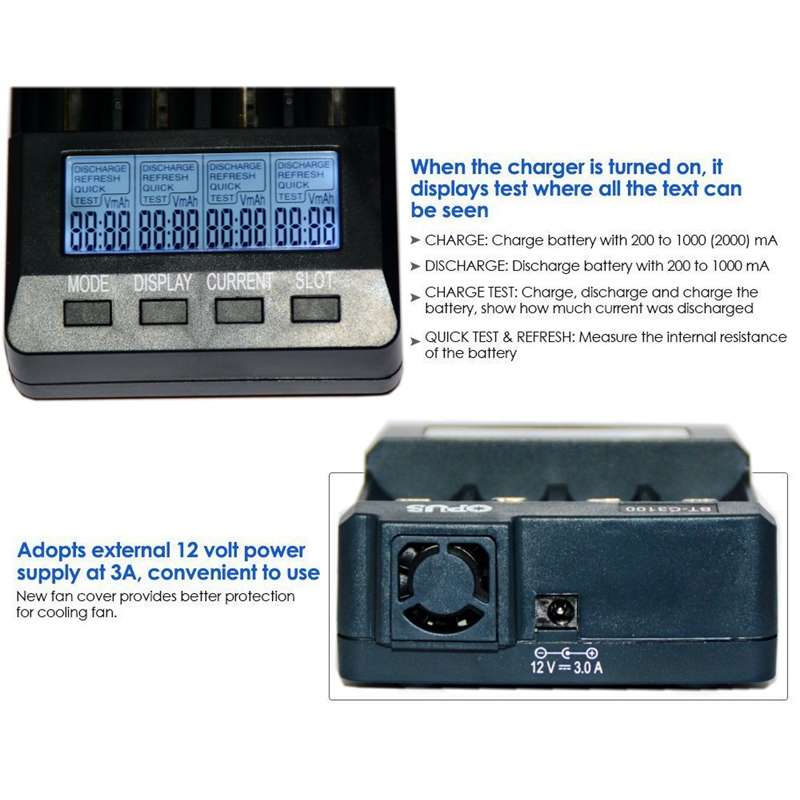 OPUS BT-C3100 Smart Smart Digital Intelligent 4-Slot Battery Charger(UK Plug)