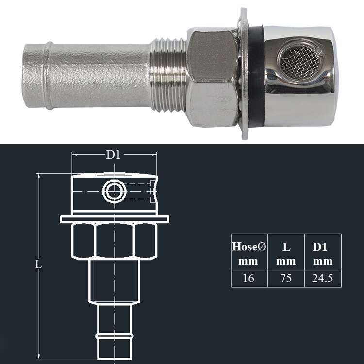Fuel Breather Vent Straight 316 Stainless Steel Boat Cabin Oiling Fueling Oil Port Vent Accessories
