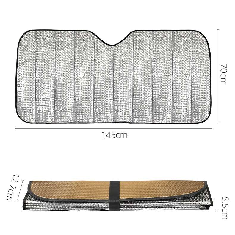 Aluminum Foil Five-Layer Thickening Car Sunscreen Heat Insulation Sun Visor 145x70cm Silver
