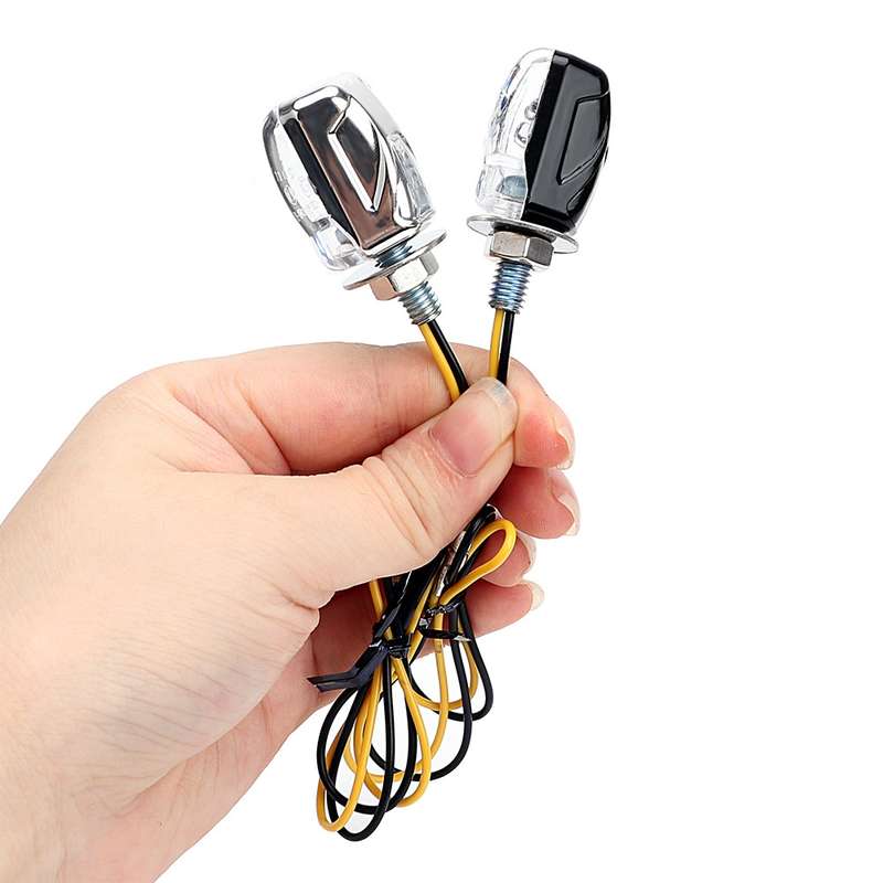 2pcs Motorcycle LED Turn Lamp Universal Modified Small Turn Light, Colour: Silver Shell