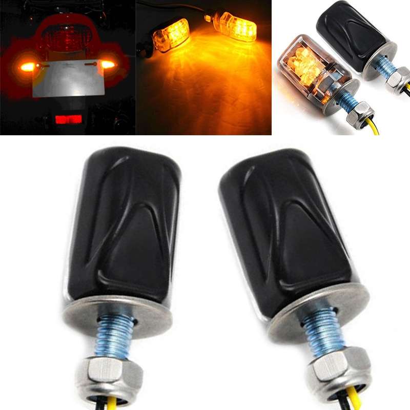 2pcs Motorcycle LED Turn Lamp Universal Modified Small Turn Light, Colour: Silver Shell