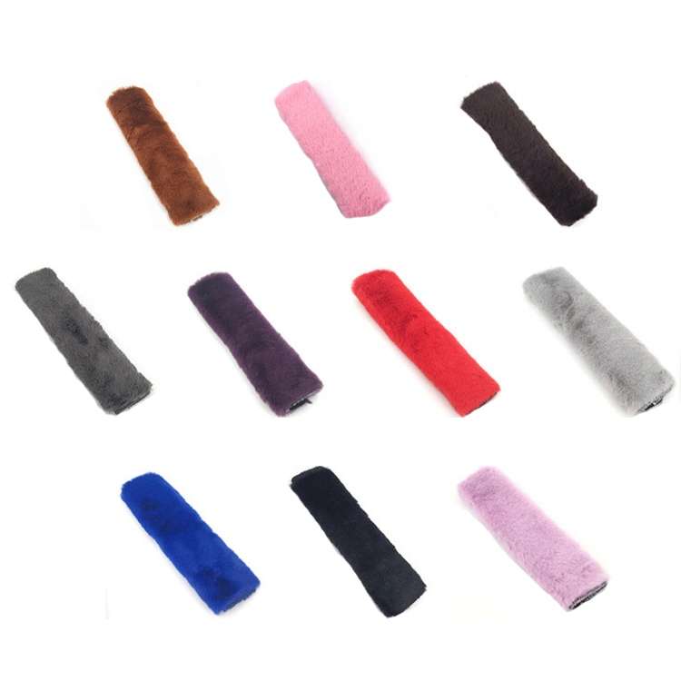 2 Pairs Fleece-like Safety Belt Cover Car Plush Safety Belt Cover(Black)