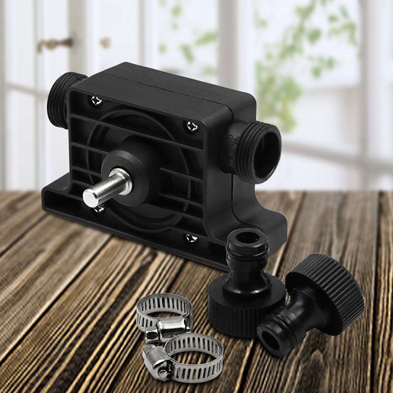 Portable Mini Water Pump Electric Drill Driven High Flow Oil Pump, Standard With Two Connectors(Blac