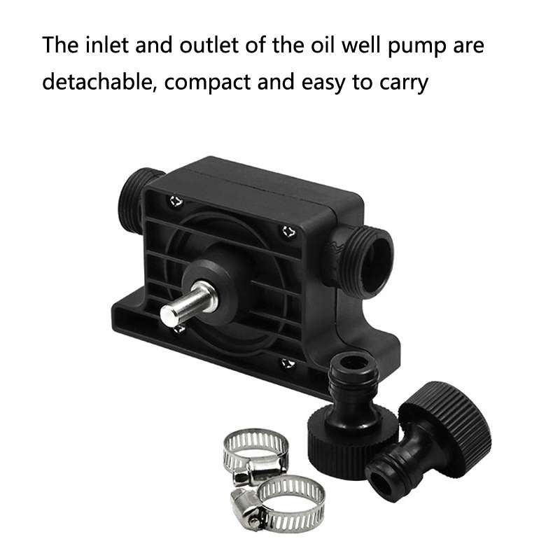 Portable Mini Water Pump Electric Drill Driven High Flow Oil Pump, Standard With Two Connectors(Blac