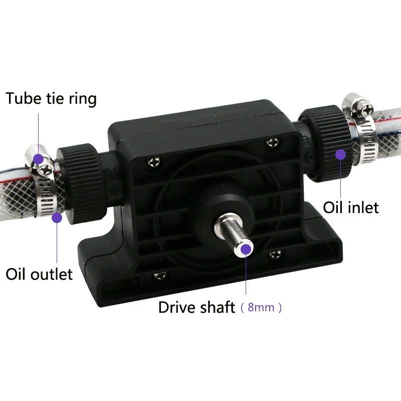 Portable Mini Water Pump Electric Drill Driven High Flow Oil Pump, Standard With Two Connectors(Blac
