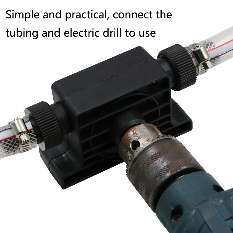 Portable Mini Water Pump Electric Drill Driven High Flow Oil Pump, Standard With Two Connectors(Blac
